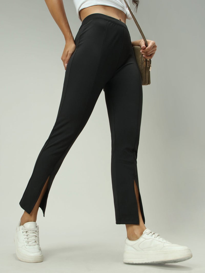 OUTZIDR Black Front Slit Leggings - Image 1